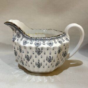 Vintage Spode Bone China Fleur de Lys Grey Creamer Platinum Trim Y7515